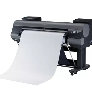 Canon iPF9400S side shot with media printing onto floor